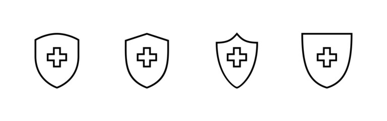 Health insurance icons set. Insurance health document sign and symbol