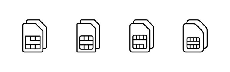 Sim card icons set. dual sim card sign and symbol