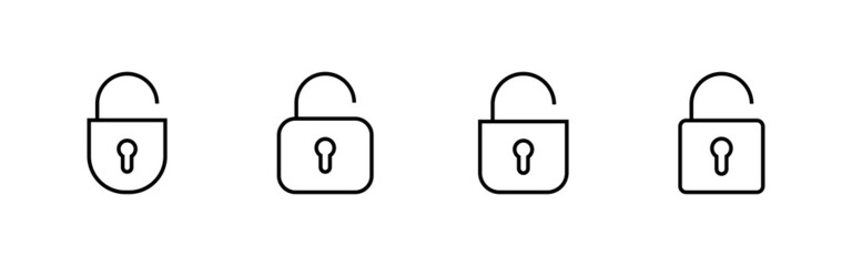 Unlock icons set. Unlock sign and symbol. unlocked padlock icon