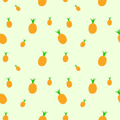 Fototapeta na wymiar Pineapple seamless pattern on orange background.