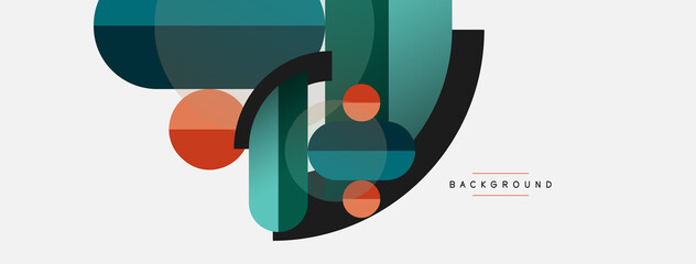 Geometric shapes composition abstract background. Circles lines and rectangles. Vector illustration for wallpaper banner background or landing page