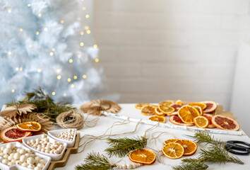 Process diy home decorations. Fully recyclable holiday decor.