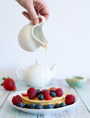 pancake maple syrup pour - gluten free