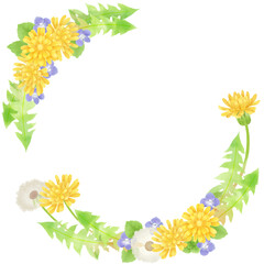 野の花・たんぽぽの水彩風 飾りフレーム