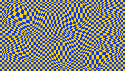 Distorted surface. Chess background with distortion. Optical illusion banner