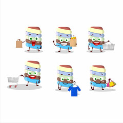 A Rich rainbow marshmallow twist mascot design style going shopping