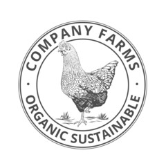 Vintage chicken farm logo template