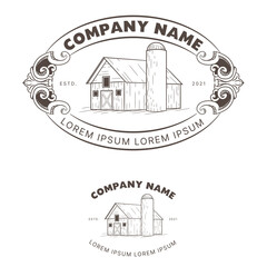 Barn farm vintage logo design template