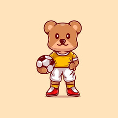 cute bear illustration playing football