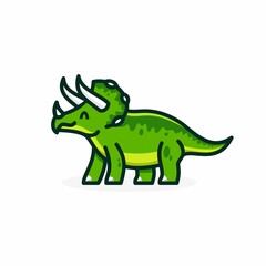 triceratops logo icon, smile prehistoric animal or dinosaur, Vector illustration of cute cartoon dino character for children and scrap book