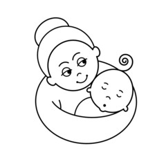 black outline mother and baby