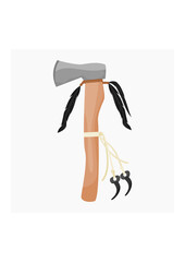 Editable Vector of Isolated Native American Tomahawk Axe Illustration for Traditional Culture and History Related Design