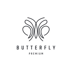 Butterfly logo linear style icon on white backround