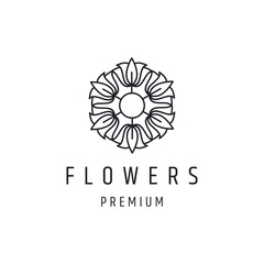Flower logo linear style icon on white backround