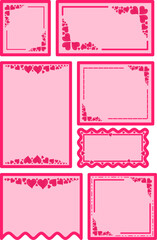 vector image of pink color frame with heart.
