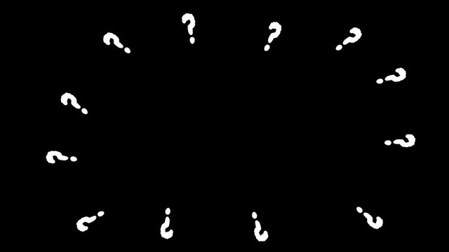 Intro of Question marks with copy space. Big Question Explode into Small Open Questions  in black background. Answer big Confusion and Solve Problems.  Creative Concept  Idea 