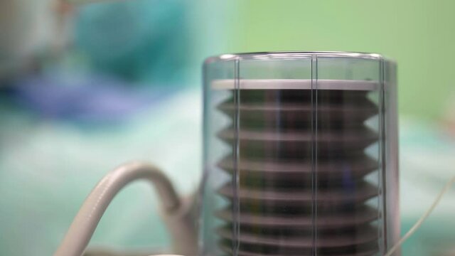 anesthesia machine or ventilator in surgery, closeup view, modern medical equipment