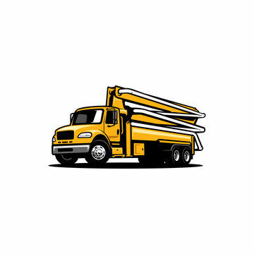 concrete pump truck, construction vehicle illustration vector