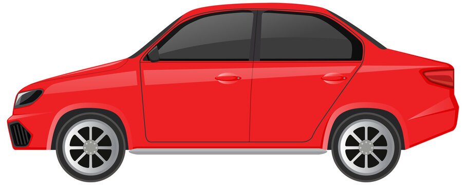 Red sedan car isolated on white background