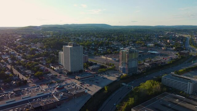 Aerial view of Hull in the city of Gatineau with Gatineau Park in the background
