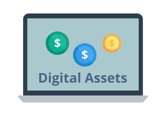 Digital assets vector. Cryptocurrency, Blockchain. Finance and technology concept.