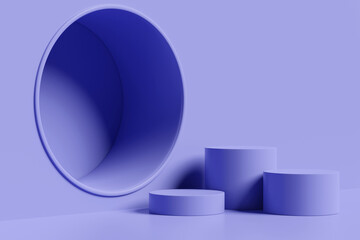 Product display podium on very peri background. color of the year 2022. 3D rendering