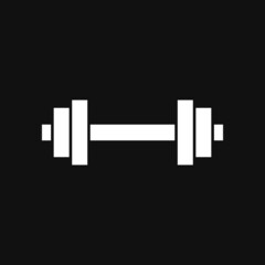 Dumbbell vector icon on grey background