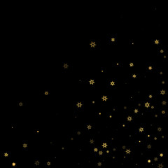Falling Snow flakes golden pattern Holiday Vector