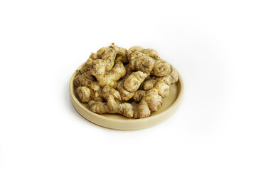 Fresh ginger on white background,raw material for cooking