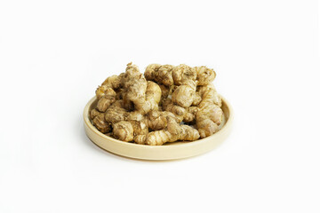 Fresh ginger on white background,raw material for cooking