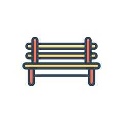 Color illustration icon for bench