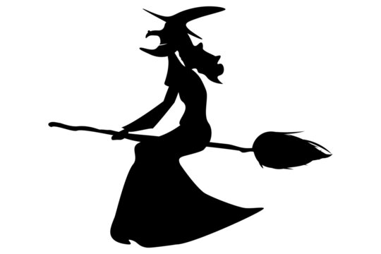Silhouette of a Witch. Vector Illustration. Halloween.