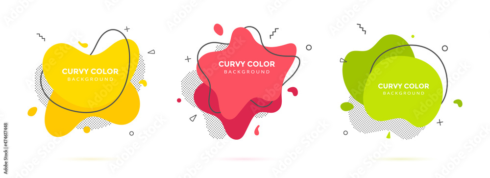 Poster modern liquid irregular amoeba blob shape abstract elements graphic flat style design fluid vector i
