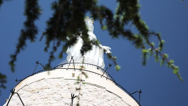 Lady Harissa of Lebanon Statue Monument in Harissa - Low Angle