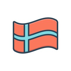 Color illustration icon for norway