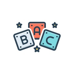 Color illustration icon for abc block