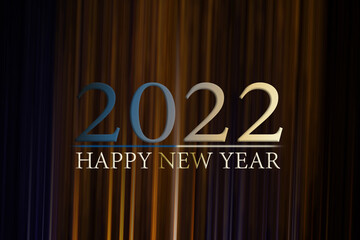 Merry Christmas and happy new year 2022 concept. Gradient text and number on blur black gackground. new modern luxury design card for celebration party in holidays.