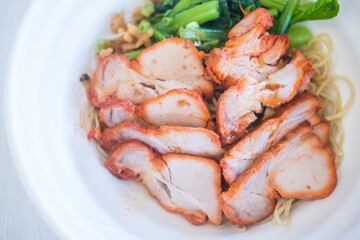 Egg noodle with BBQ red pork.
