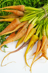 Fresh carrot on white background,raw material for cooking. Close up.