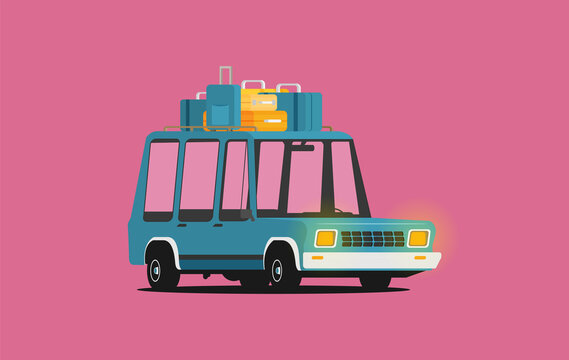 Vector illustration of a retro travel car