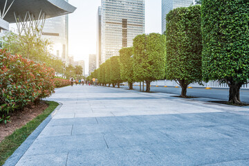 City street and commercial buildings landscape in Shenzhen. empty floors and cityscape.