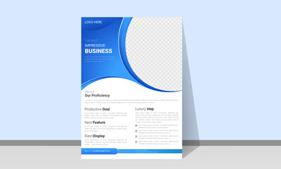 Modern creative business flyer template design with blue color. Advertising, business proposal, eps.
