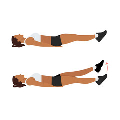 Woman doing Flutter kicks exercise. Flat vector illustration isolated on white background