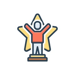 Color illustration icon for top first