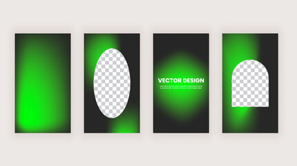 Green and black blur gradient backgrounds for social media stories banners