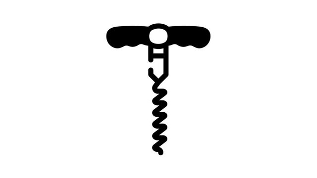corkscrew bartender animated line icon corkscrew bartender sign. isolated on white background
