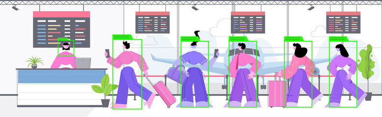 people standing at airport check in registration security camera surveillance cctv system identification