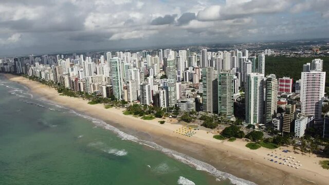 Panoramic view of tourism landmark at Recife Brazil. Capital city of Pernambuco state. Tropical destination.