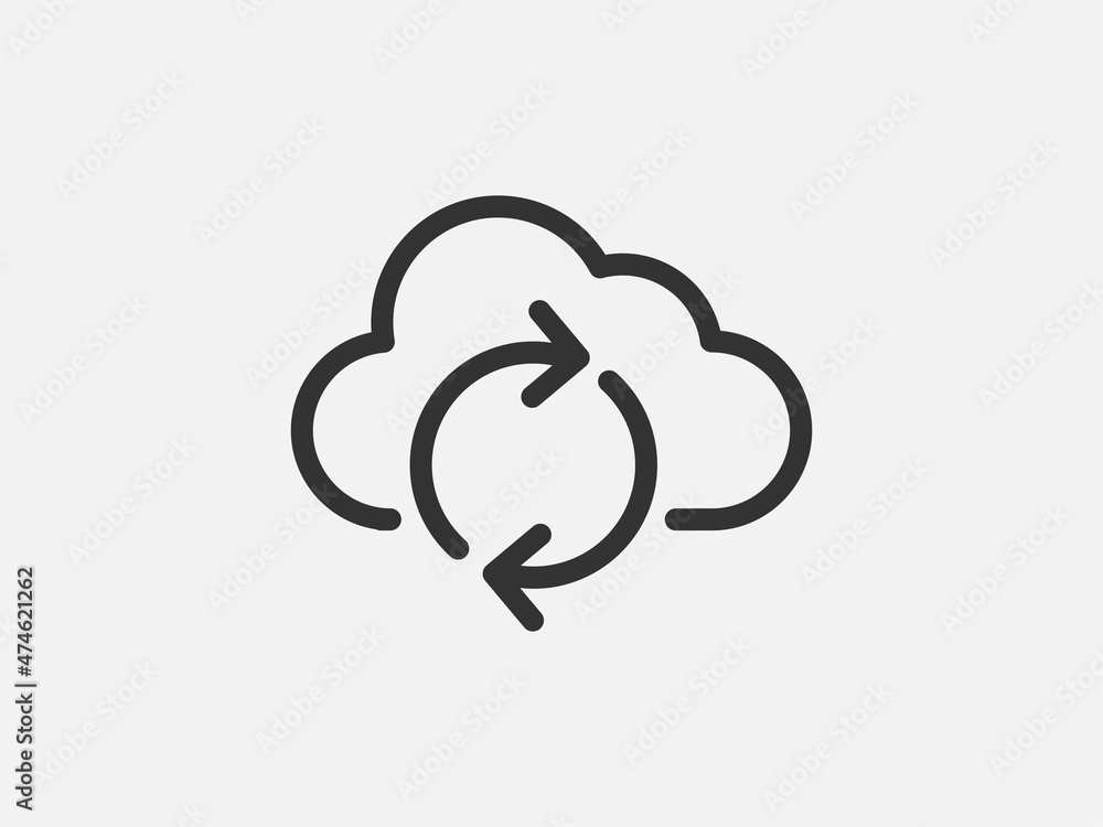 Poster technology icon vector cloud computing connection. big data global server. line design symbol.