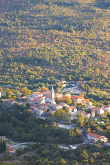 small mountain town top view